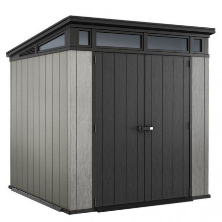 Casetta da giardino keter “artisan 9×7” in duotech colore grigio con porta battente doppia 277x218x226 cm