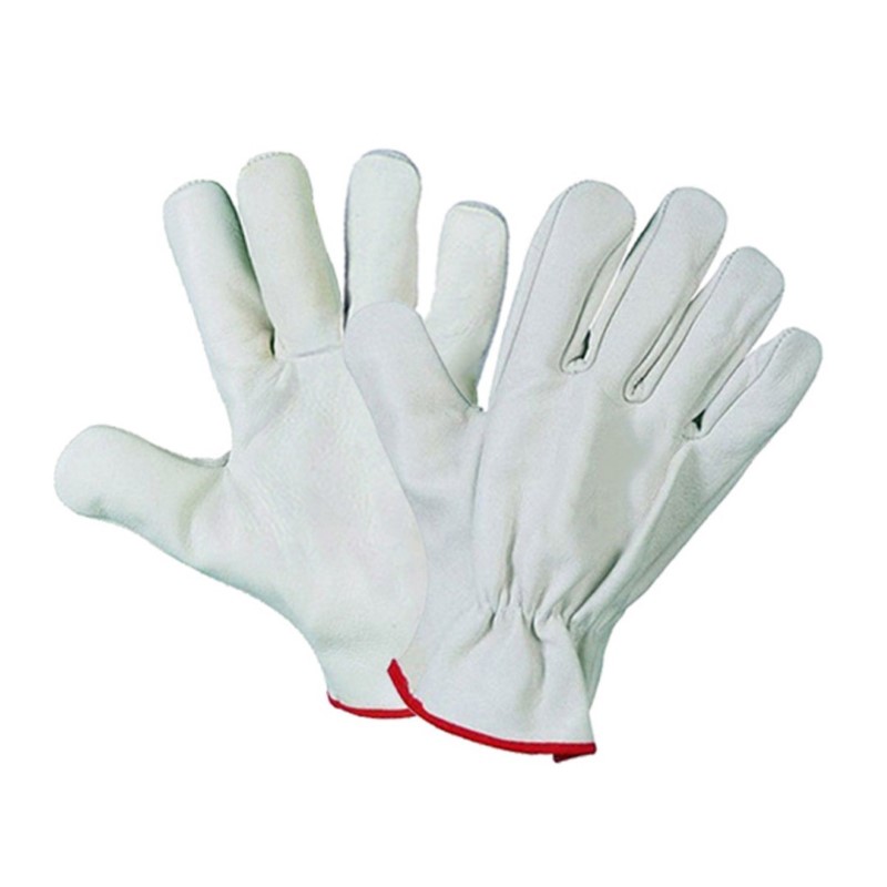Guanto Pelle Fiore Bovino Bianco Orlato Tg.10